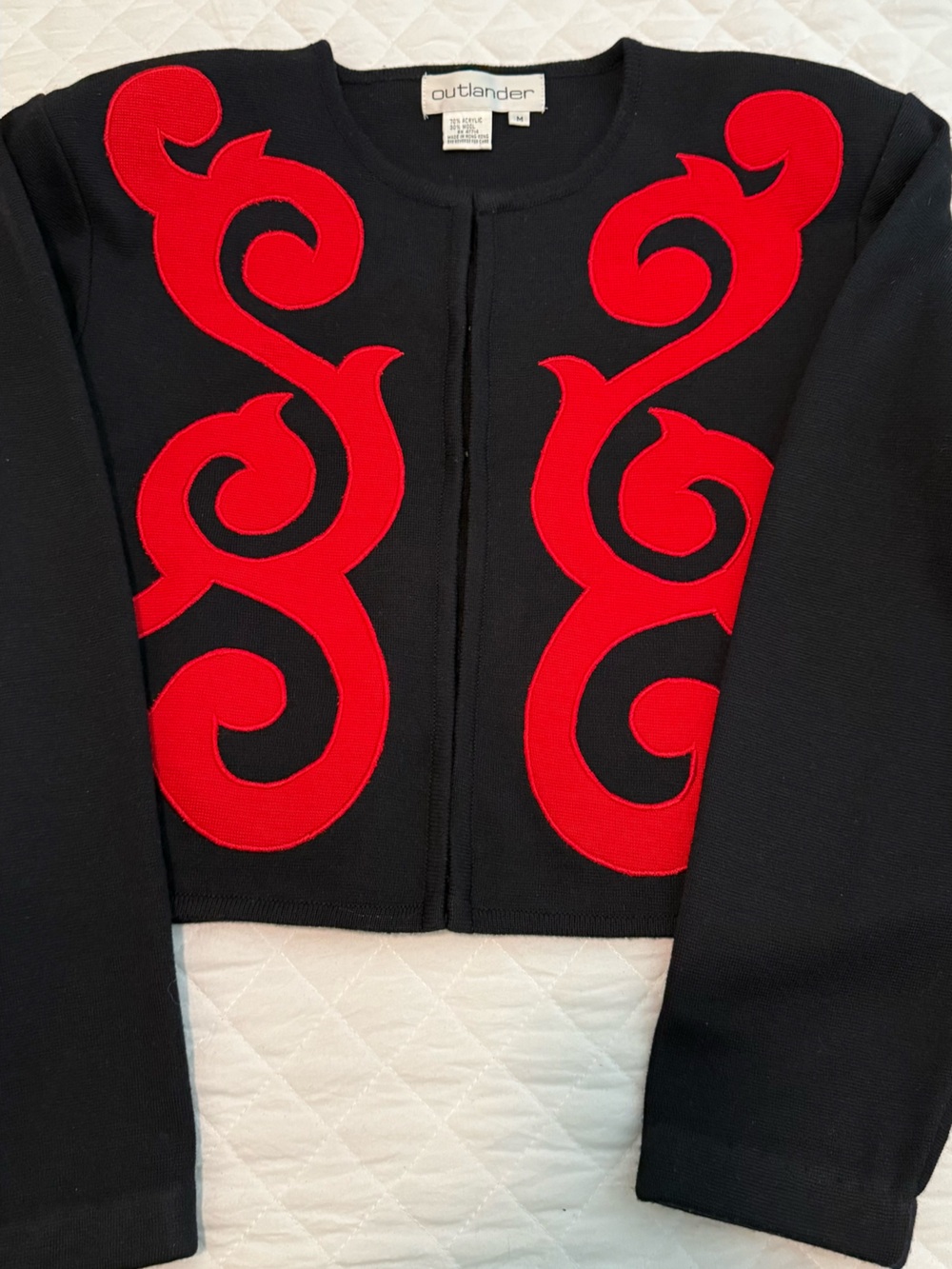 Vintage Outlander Women’s Knit Bolero Navy w/ Red Decorative Embroidery size M